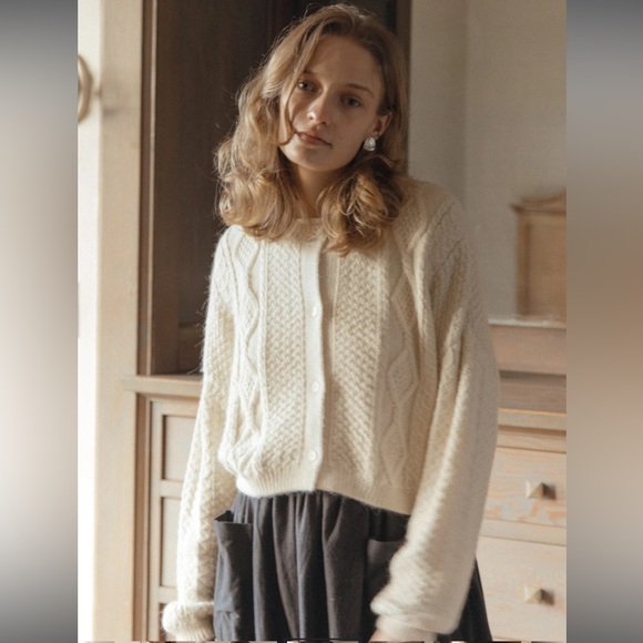 Gillian Stevens Sweaters - Dawes Cream Cable Knit Cardigan